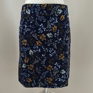 Talbots Navy Floral A-Line Skirt